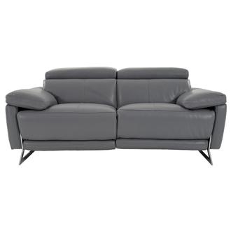 Gabrielle Gray Leather Power Reclining Loveseat