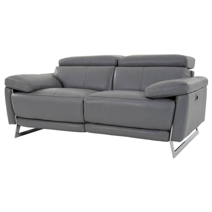 Gabrielle Gray Leather Power Reclining Loveseat  alternate image, 3 of 12 images.
