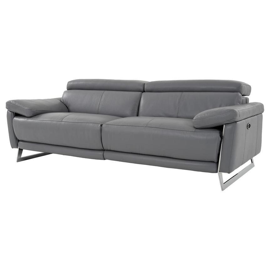Gabrielle Gray Leather Power Reclining Sofa  alternate image, 3 of 12 images.