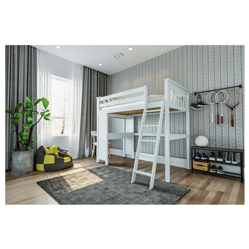 Haus White Twin Loft Bed W Desk El Dorado Furniture