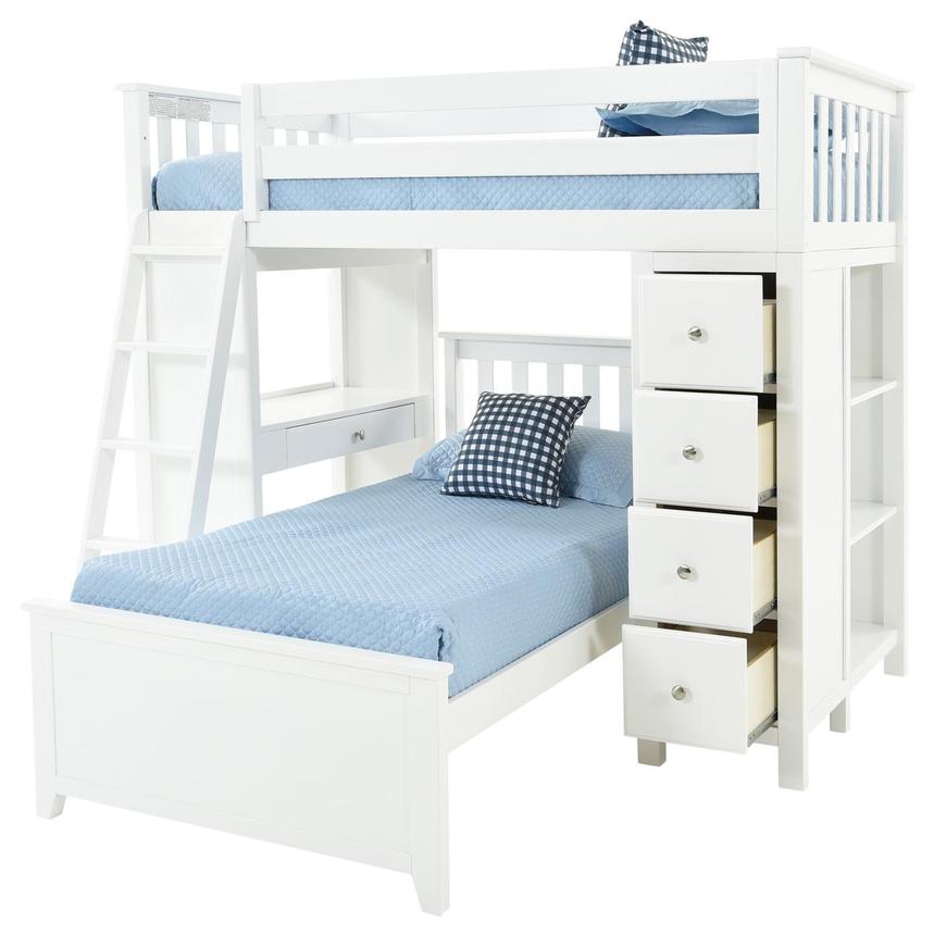 Haus White Twin Over Twin Bunk Bed w/Desk & Chest  alternate image, 4 of 13 images.