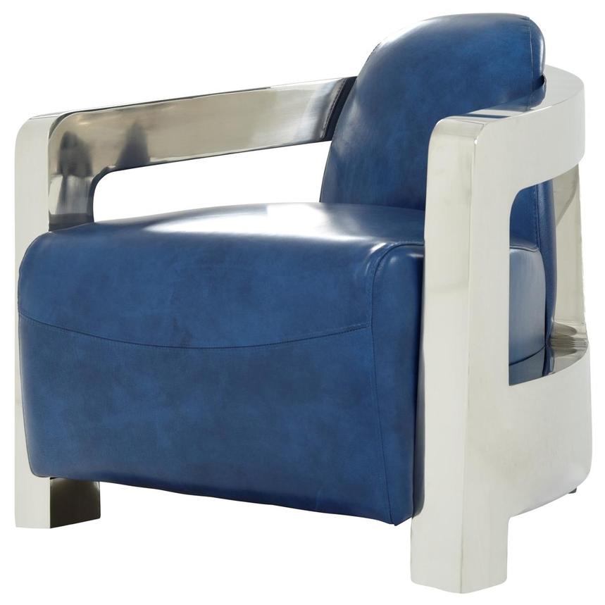 Aviator II Blue Leather Accent Chair  main image, 1 of 10 images.