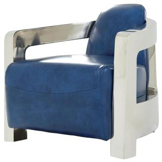 Aviator II Blue Leather Accent Chair