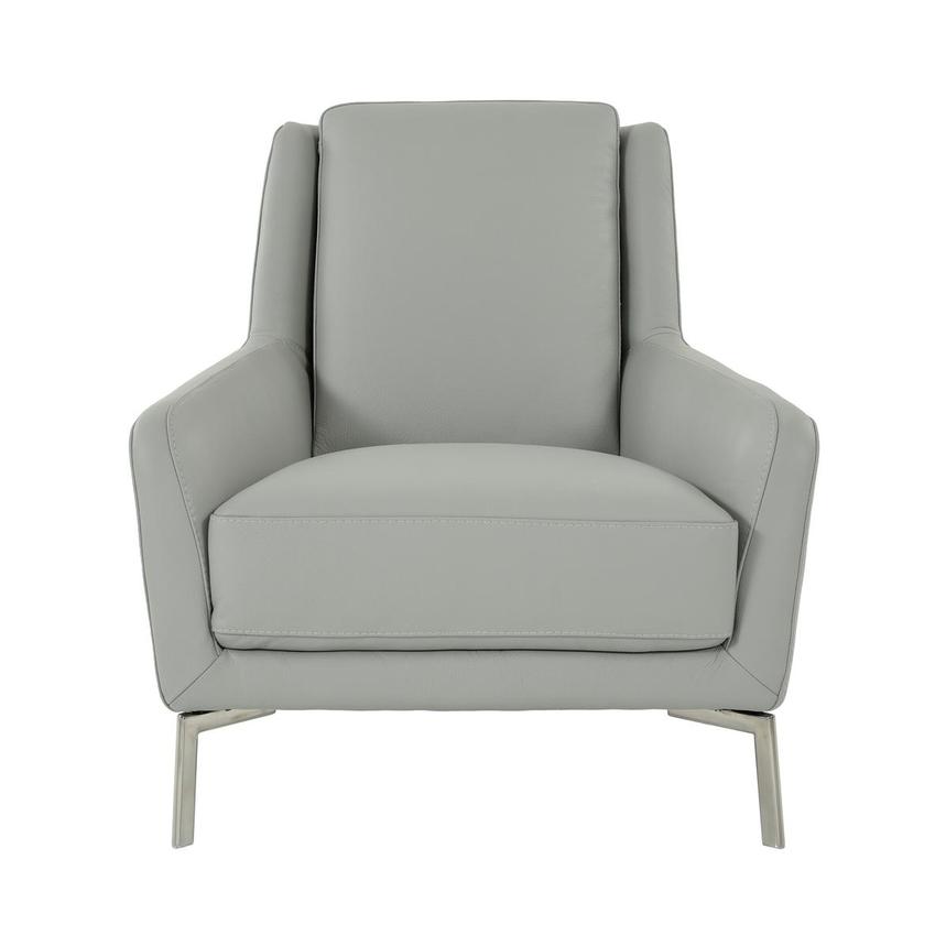 Puella Gray Leather Accent Chair El, Gray Leather Club Chair