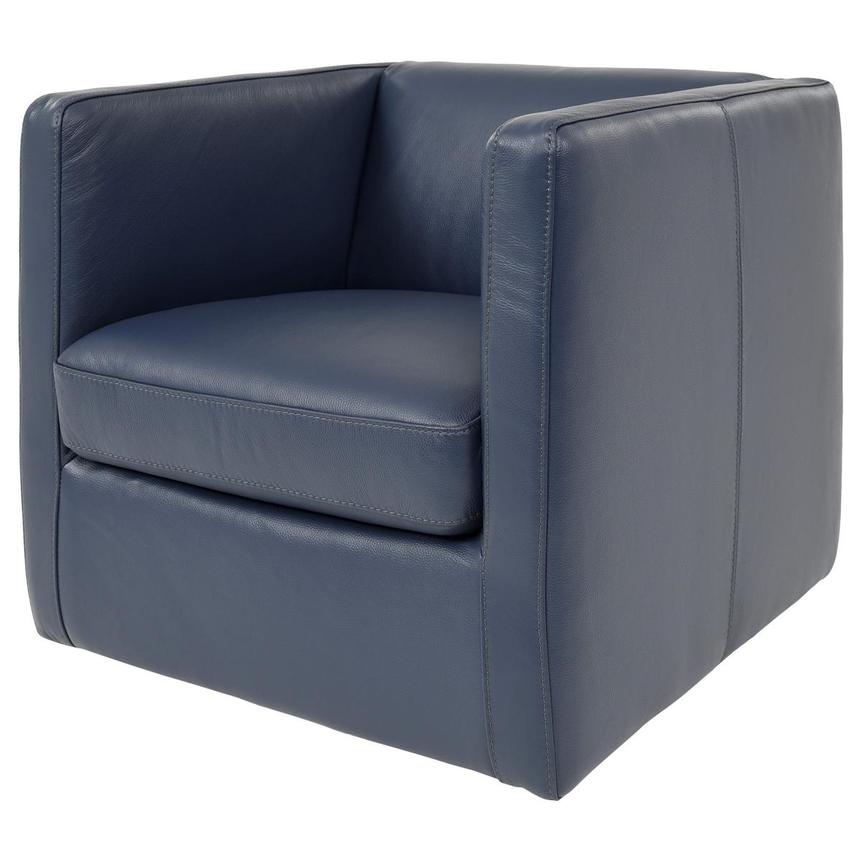Cute Blue Leather Swivel Chair El Dorado Furniture