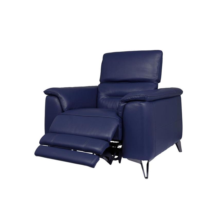 Anabel Blue Leather Power Recliner  alternate image, 3 of 12 images.