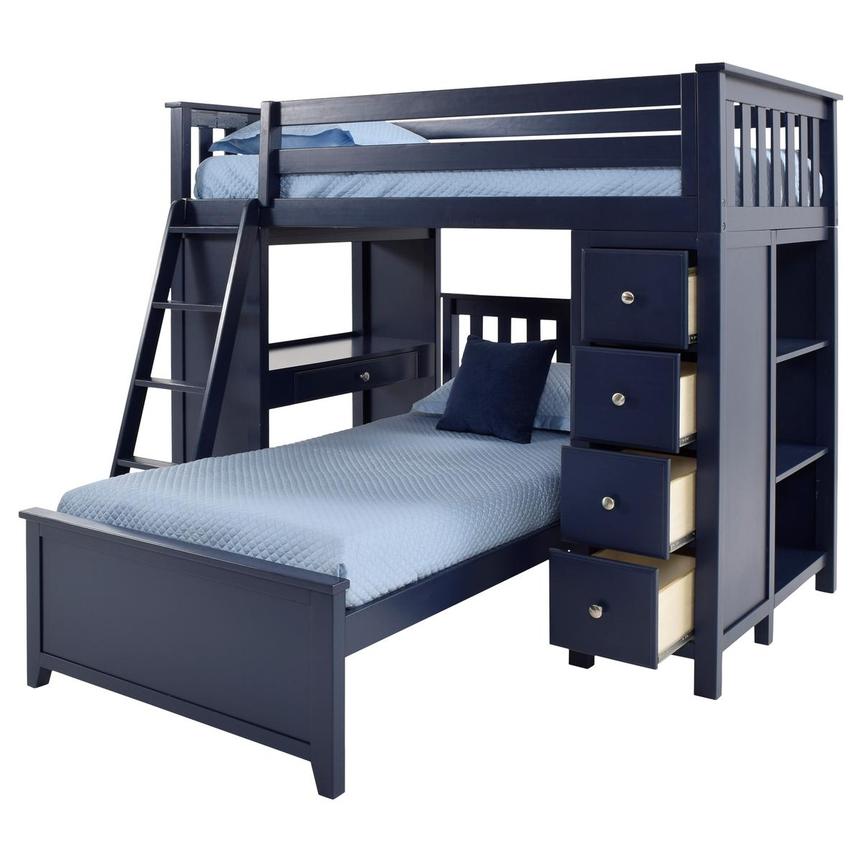 Haus Blue Twin Over Twin Bunk Bed w/Desk & Chest  alternate image, 3 of 12 images.