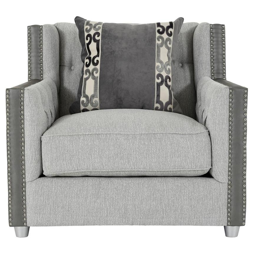 grey studded accent chair