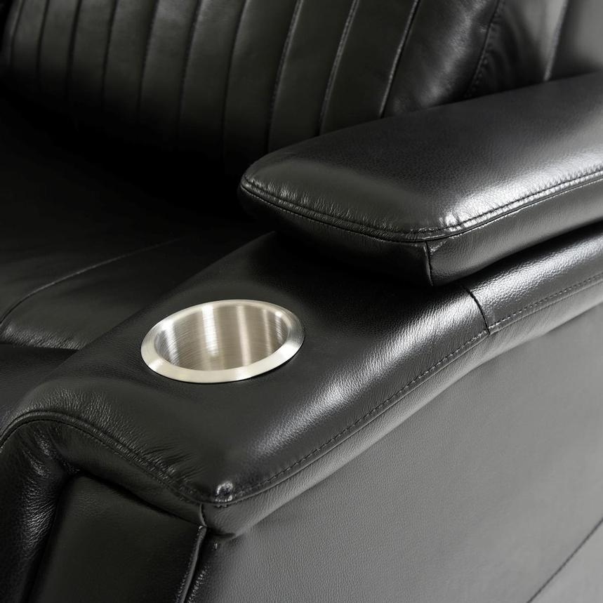 Obsidian Leather Power Recliner w/Massage & Heat  alternate image, 9 of 13 images.