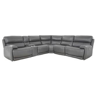 Cody Gray Leather Power Reclining Sectional with 6PCS/3PWR