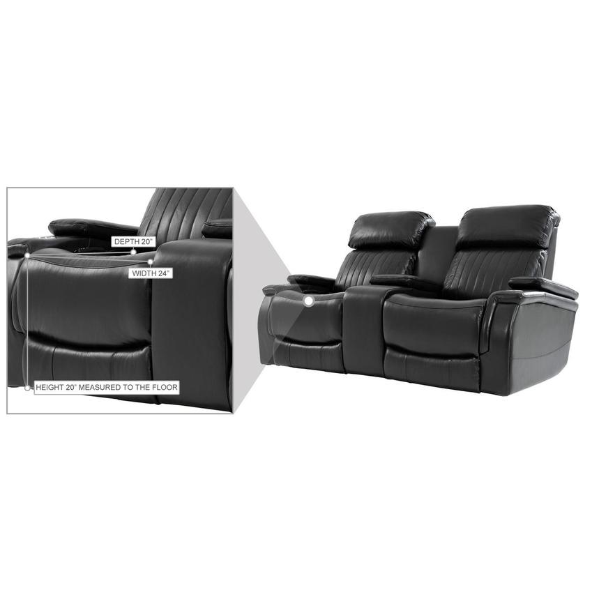 Obsidian w/Console Leather Power Reclining Sofa w/Massage & Heat  alternate image, 14 of 15 images.