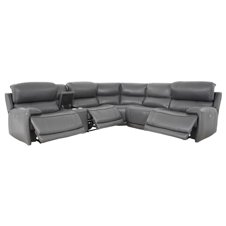 Cody Gray Leather Power Reclining Sectional El Dorado Furniture Cody Gray Leather Power Reclining, Leather Sectional Sofa With Chaise 2 Power Recliners