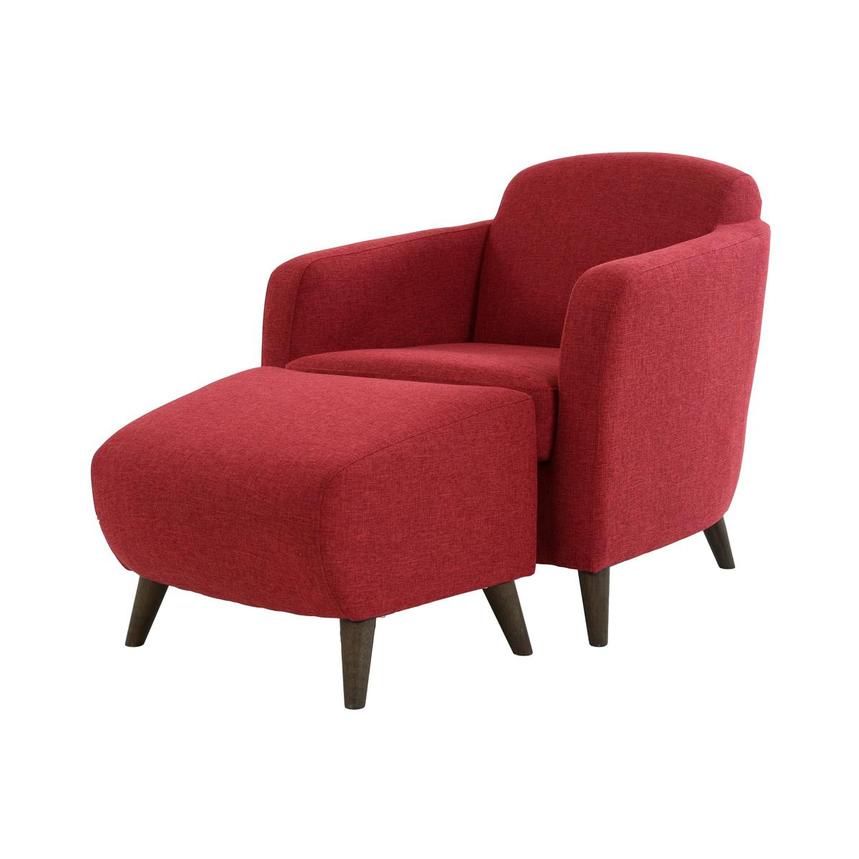 Haisley Red Accent Chair w/Ottoman El Dorado Furniture