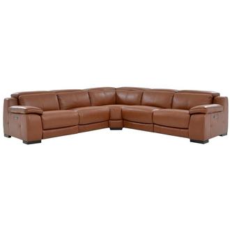Gian Marco Tan Leather Power Reclining Sectional with 5PCS/2PWR