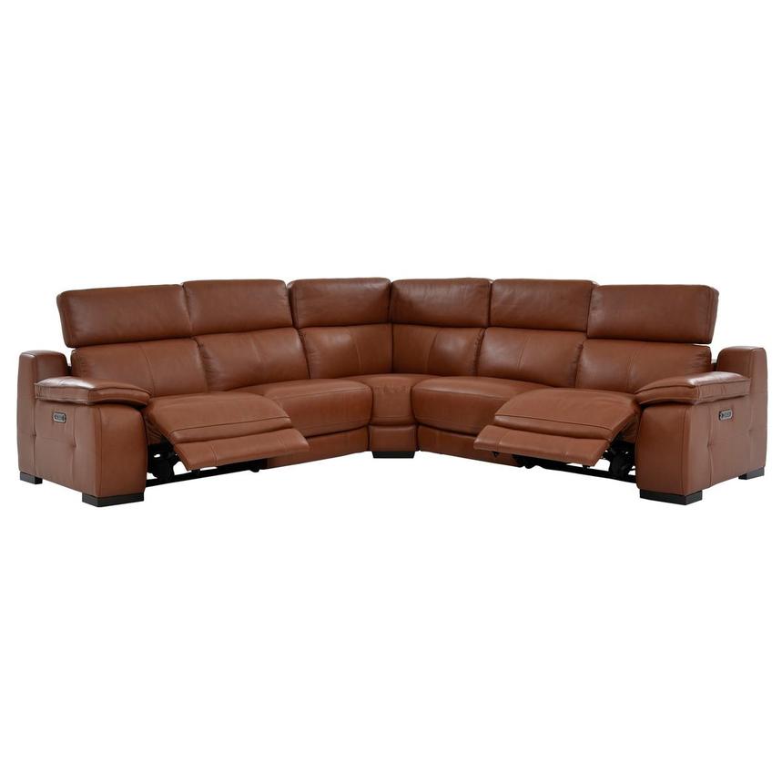 Gian Marco Tan Leather Power Reclining Sectional with 5PCS/2PWR  alternate image, 2 of 7 images.