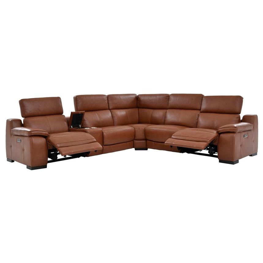 Gian Marco Tan Leather Power Reclining Sectional with 6PCS/2PWR  alternate image, 3 of 9 images.