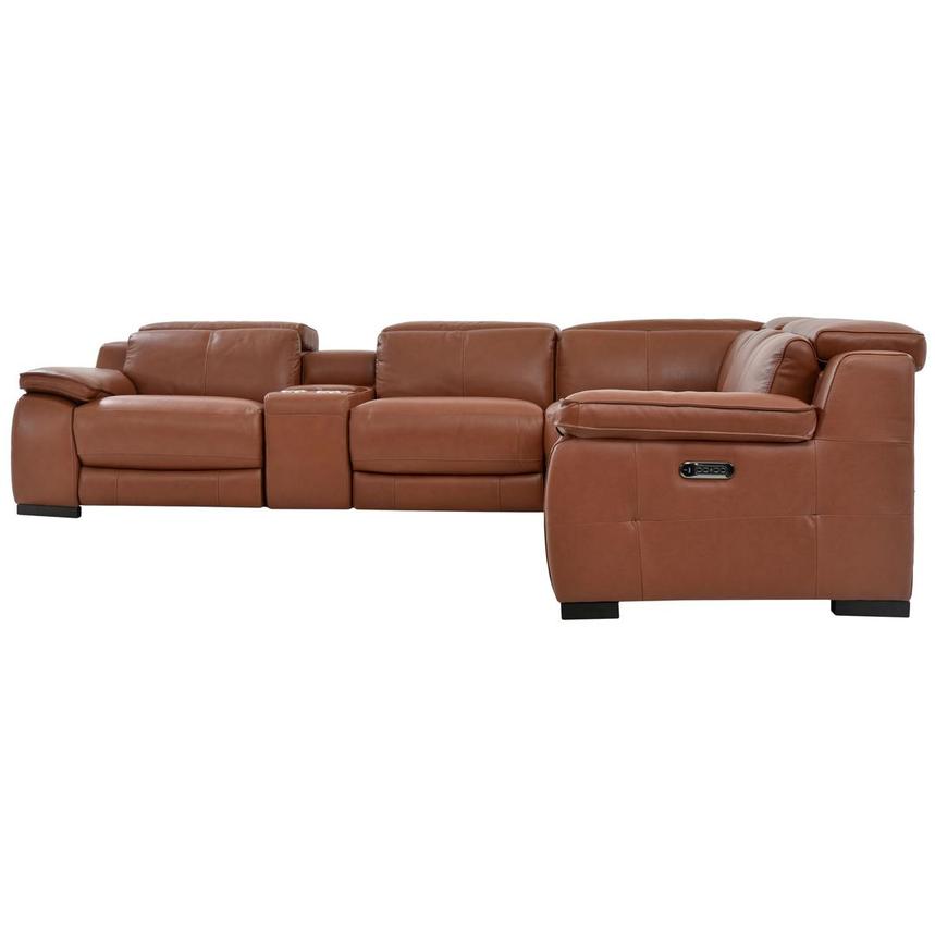 Gian Marco Tan Leather Power Reclining Sectional with 6PCS/2PWR  alternate image, 3 of 8 images.