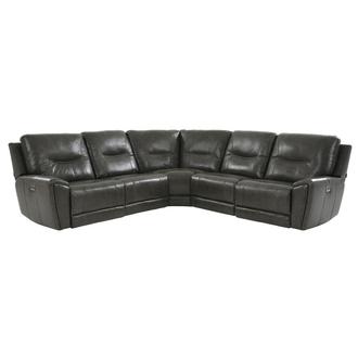 London Leather Power Reclining Sectional with 5PCS/3PWR