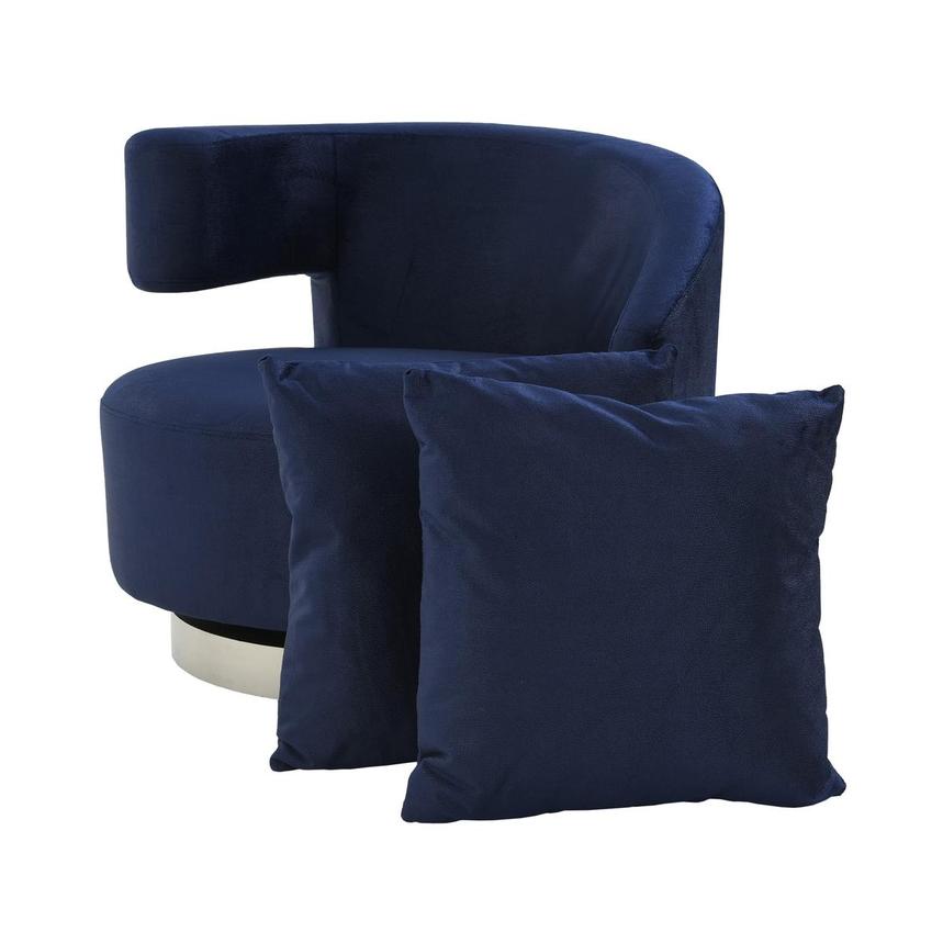 Okru II Dark Blue Accent Chair w/2 Pillows  main image, 1 of 12 images.