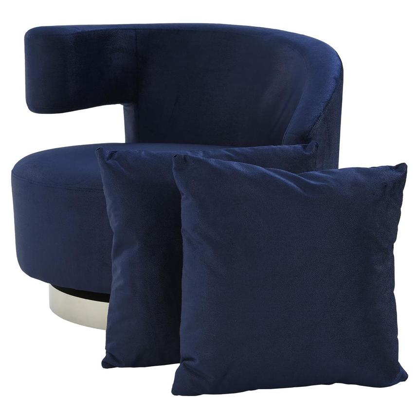 Okru II Dark Blue Accent Chair w/2 Pillows  main image, 1 of 12 images.