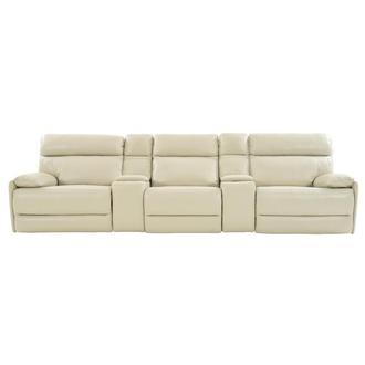 Benz Cream Home Theater Leather Seating with 5PCS/2PWR