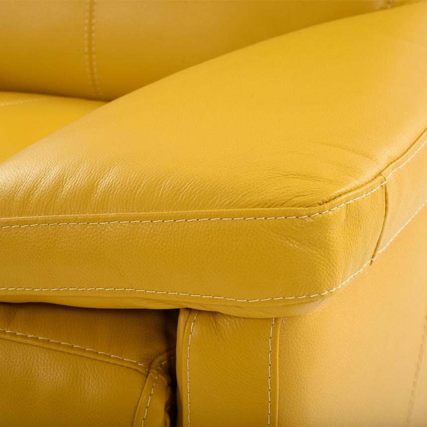 Gabrielle Yellow Leather Power Reclining Loveseat  alternate image, 8 of 11 images.