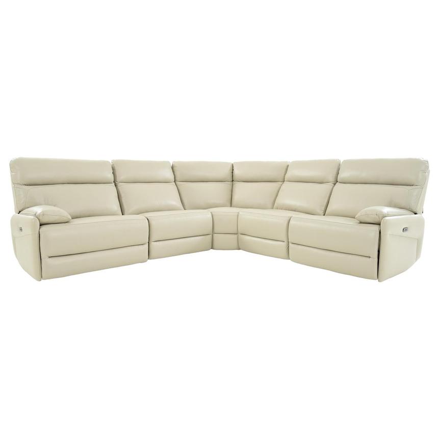 Benz Cream Leather Power Reclining Sectional with 5PCS/3PWR  main image, 1 of 9 images.