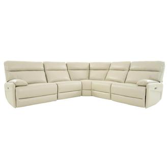 Benz Cream Leather Power Reclining Sectional