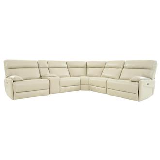 Benz Cream Leather Power Reclining Sectional