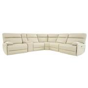 Benz Cream Leather Power Reclining Sectional with 6PCS/3PWR  main image, 1 of 11 images.