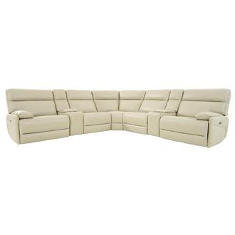 Benz Cream Leather Power Reclining Sectional with 7PCS/3PWR