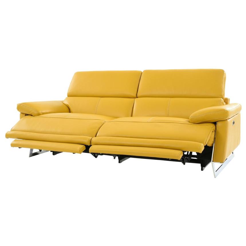 Gabrielle Yellow Leather Power Reclining Sofa  alternate image, 3 of 11 images.