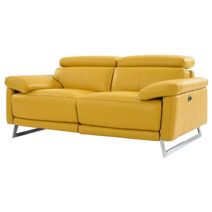 Gabrielle Yellow Leather Power, Loveseat Leather Reclining Sofa