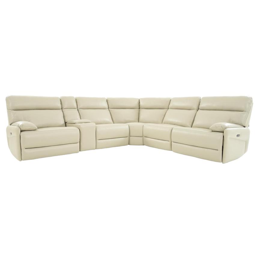 Benz Cream Leather Power Reclining Sectional with 6PCS/3PWR main image, 1 of 11 images.