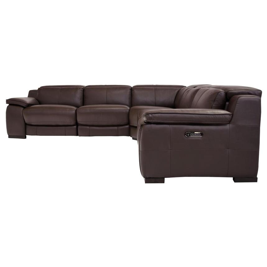 Gian Marco Dark Brown Leather Power Reclining Sectional with 5PCS/2PWR  alternate image, 3 of 9 images.