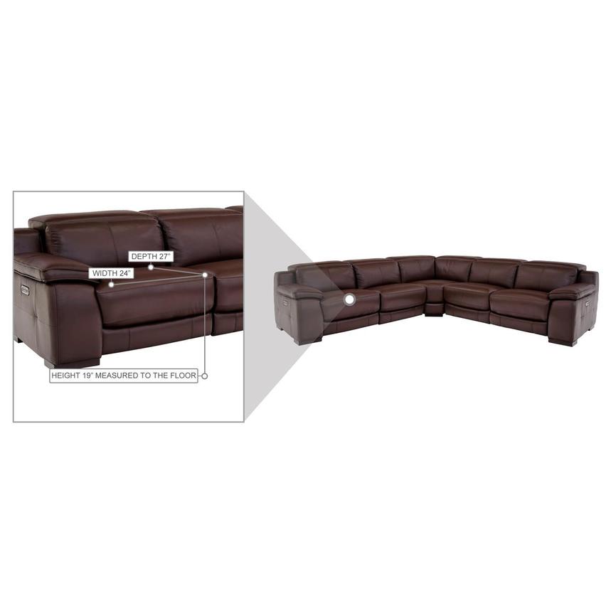 Gian Marco Dark Brown Leather Power Reclining Sectional with 5PCS/2PWR  alternate image, 8 of 9 images.