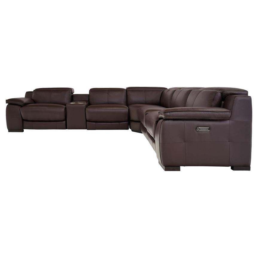 Gian Marco Dark Brown Leather Power Reclining Sectional with 6PCS/2PWR  alternate image, 3 of 9 images.