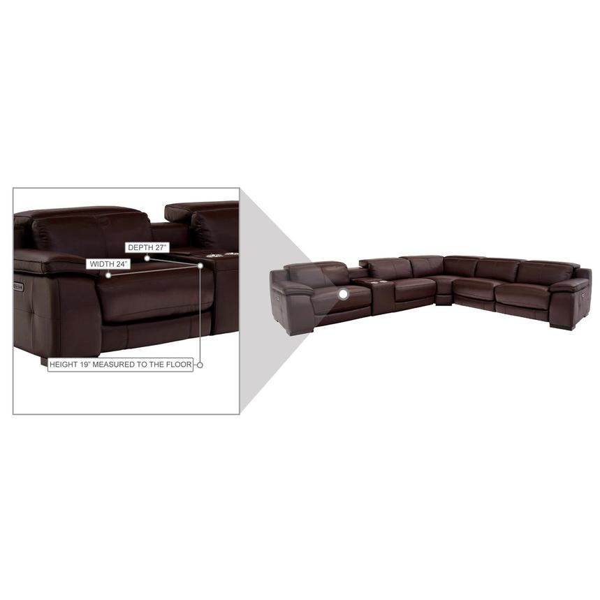 Gian Marco Dark Brown Leather Power Reclining Sectional with 6PCS/3PWR  alternate image, 8 of 9 images.