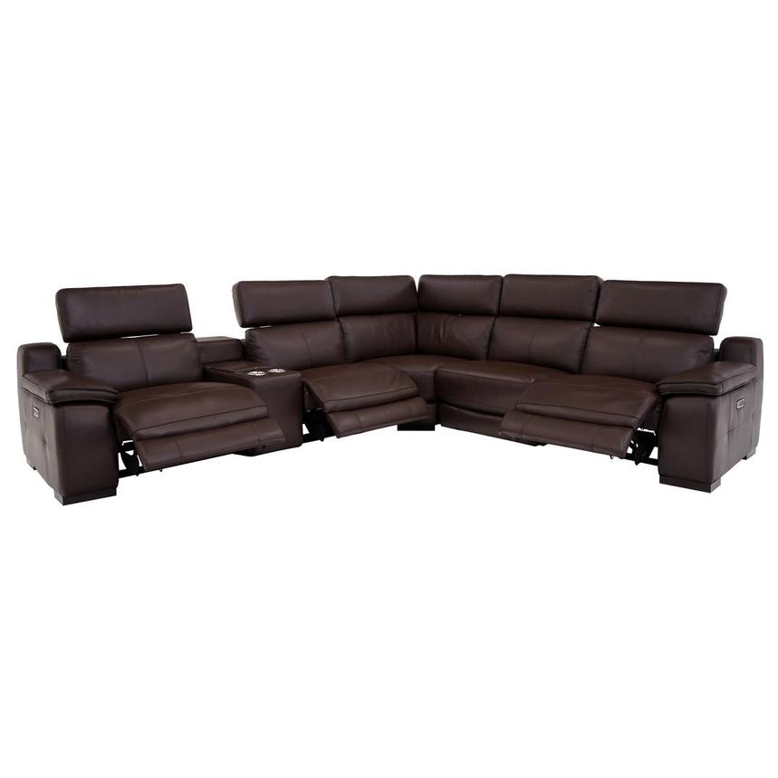 Gian Marco Dark Brown Leather Power, Dark Brown Leather Recliner Sectional
