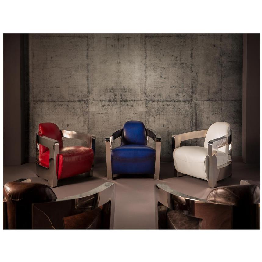 Aviator Ii Blue Leather Accent Chair, Blue Leather Accent Chair Living Room