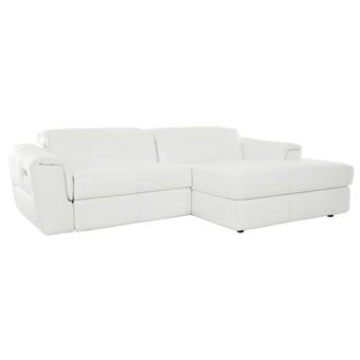 Sofextra White Leather Power Reclining Sofa w/Right Chaise