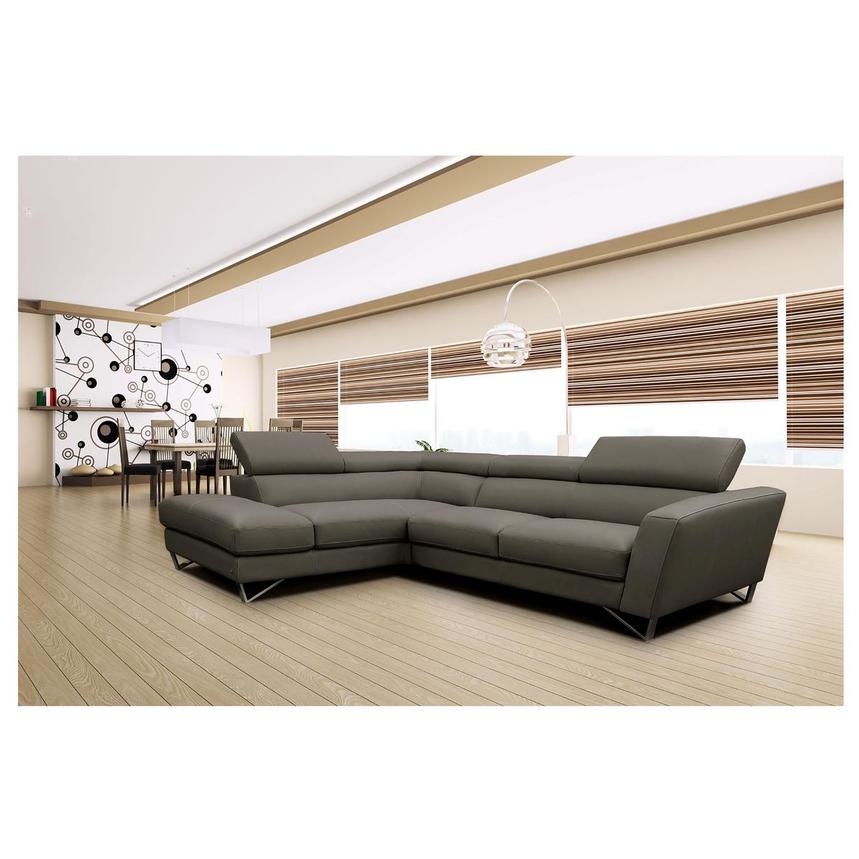 Sparta Gray Leather Corner Sofa W Right Chaise El Dorado Furniture