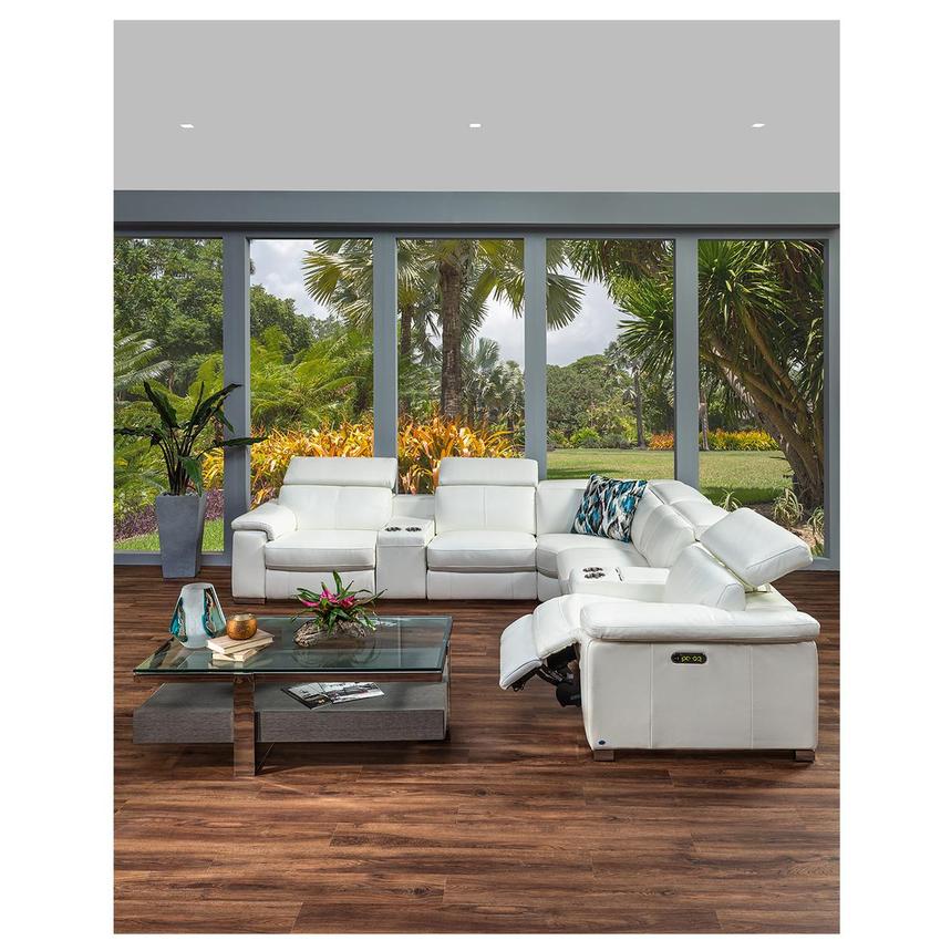 Charlie White Leather Power Reclining Sofa El Dorado Furniture