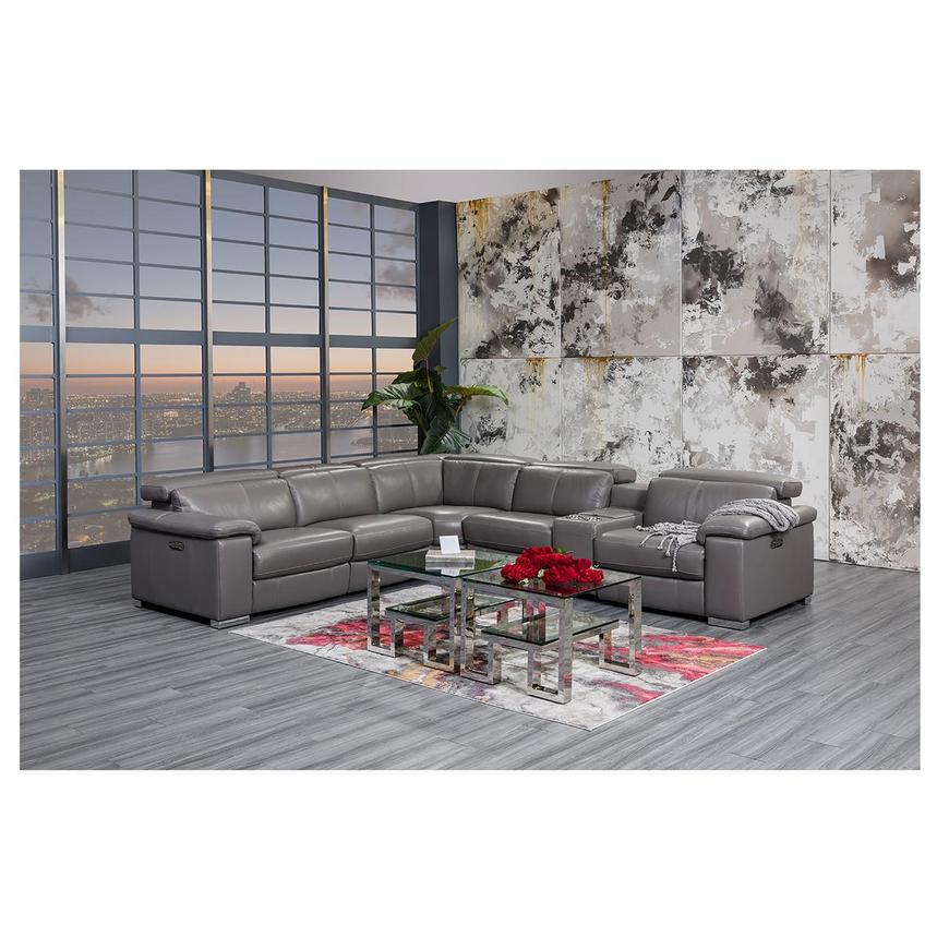 Charlie Gray Leather Power Reclining, Coffee Leather Reclining Sofa