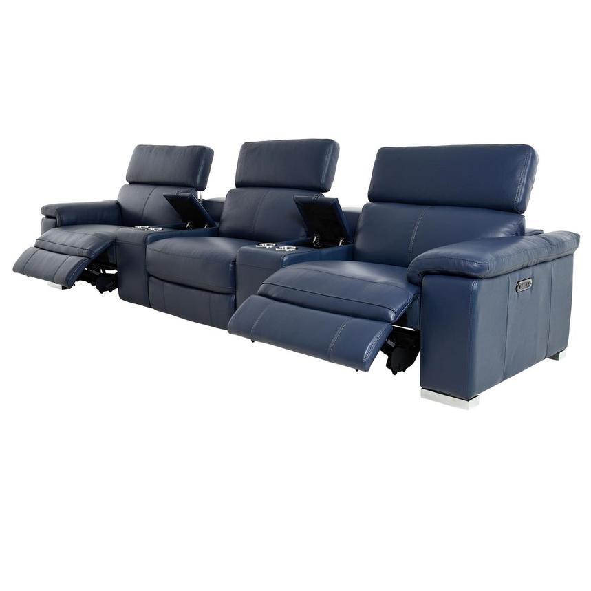Charlie Blue Home Theater Leather Seating with 5PCS/2PWR alternate image, 4 of 13 images.