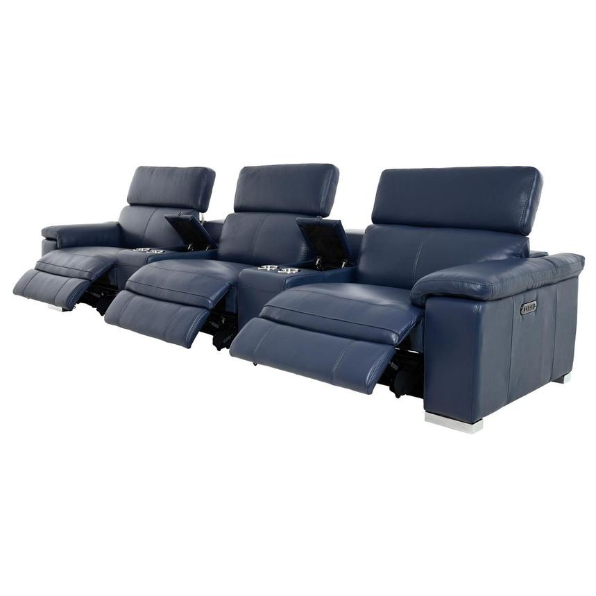 Charlie Blue Home Theater Leather Seating with 5PCS/3PWR alternate image, 4 of 13 images.