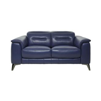 Anabel Blue Leather Loveseat