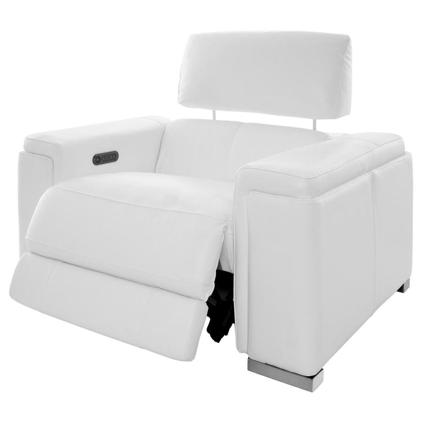 Charlette White Leather Power Recliner  alternate image, 3 of 14 images.