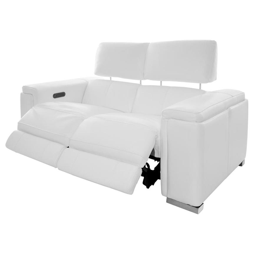 Charlette White Leather Power Reclining Loveseat  alternate image, 3 of 13 images.