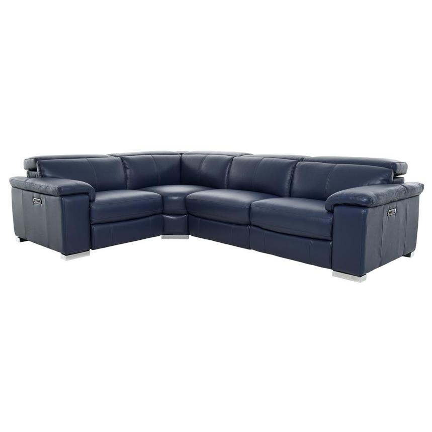 Charlie Blue Leather Power Reclining Sectional with 4PCS/2PWR  main image, 1 of 11 images.